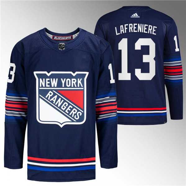 Mens New York Rangers #13 Alexis Lafreniere Navy Stitched Jersey Dzhi